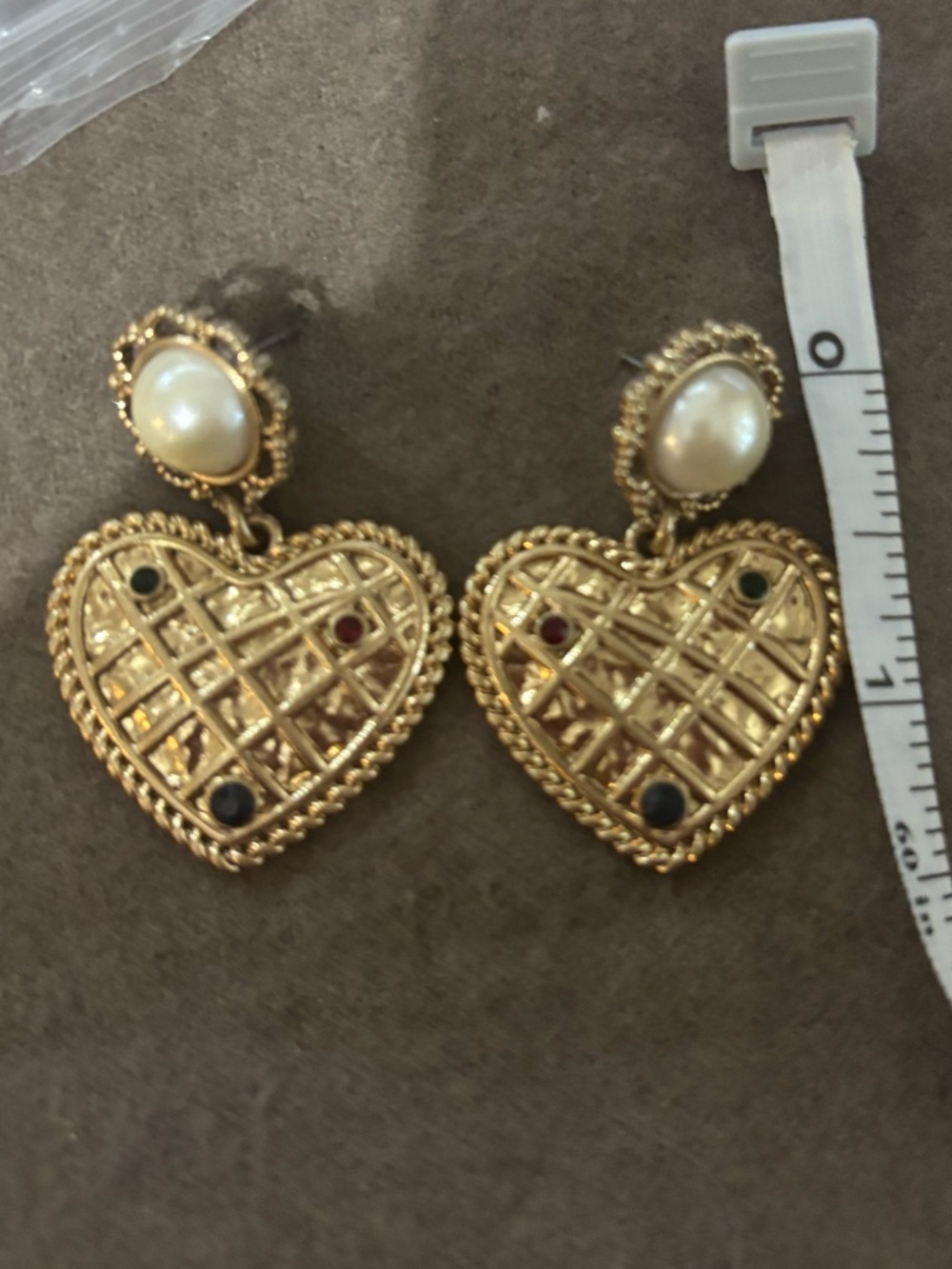 Cabi Gold-Tone Heart Drop Earrings with Pearl Accents